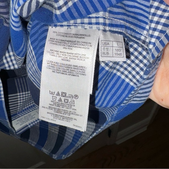 Brooks Brothers Shirt Mens Large Button Down Regent Blue Plaid Non Iron - Picture 4 of 5